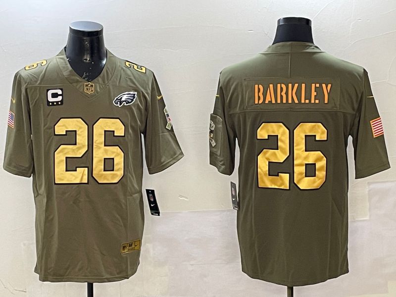 Men Philadelphia Eagles #26 Barkley Green gold 2025 Nike Vapor Limited NFL Jersey style 2